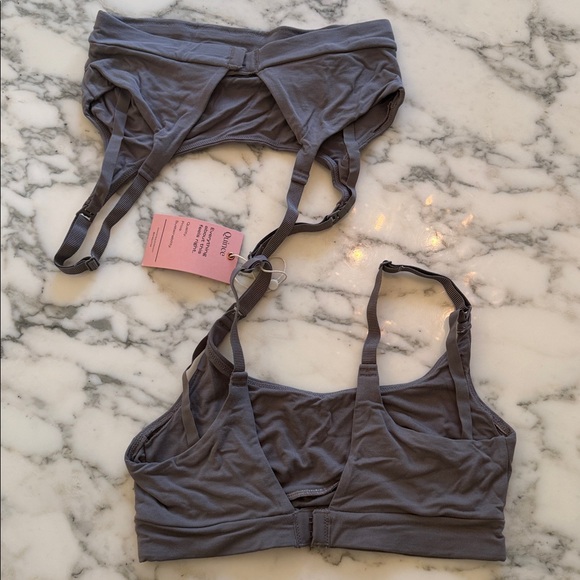 NWT Quince Ultra Soft Everyday Micromodal Maternity Nursing Bra (2 Pack) Grey S - Picture 7 of 9